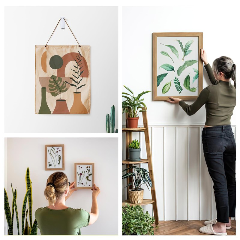 8 Stück Sägezahn-Bildaufhänger mit 12 großen abnehmbaren Klebestreifen, Bildaufhänger Set