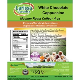 White Chocolate Cappuccino Medium Roast Coffee (Gourmet, Naturally Flavored, Whole Coffee Beans) (4 oz, ZIN: 569225)