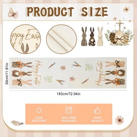 Scinzene Fashion Rabbit Carrot Easter Table Runner, Washable Table Runner, Easter, Easter Decoration, Easter Tablecloth, Easter Table Runner, Easter Table Runner, Spring Table Runner, 33 x 183 cm