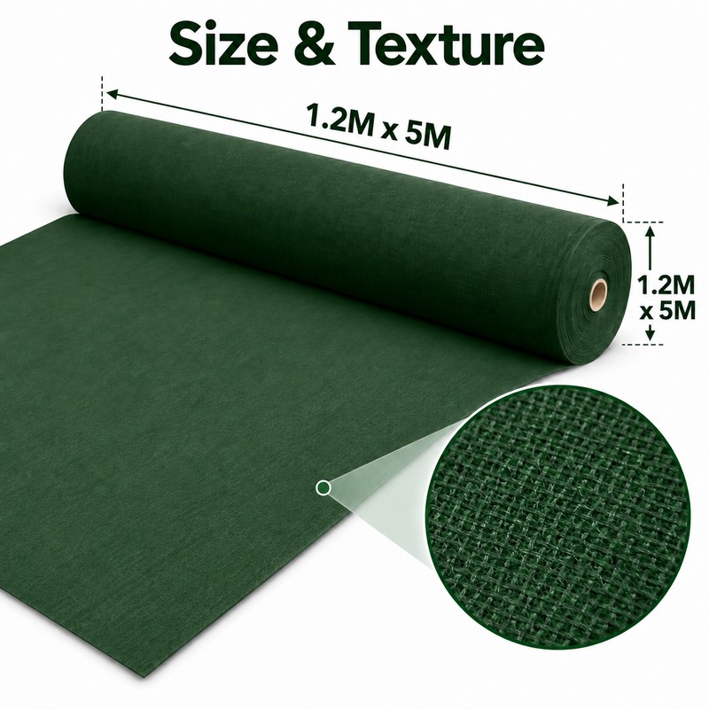 1.2Mx5M Heavy-Duty Green Weed Barrier Fabric – Non-Woven Ground Cover