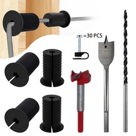 MYZHRE Starlink Cable Routing Kit,Cable Installation Kit,Mounting Accessories,6* Grommets, 1" Spade Drill Bit,1" Strengthen Drill bit, 5/16" Drill Bit, 30 Wall Clamps Cable Installation Kit (Black)