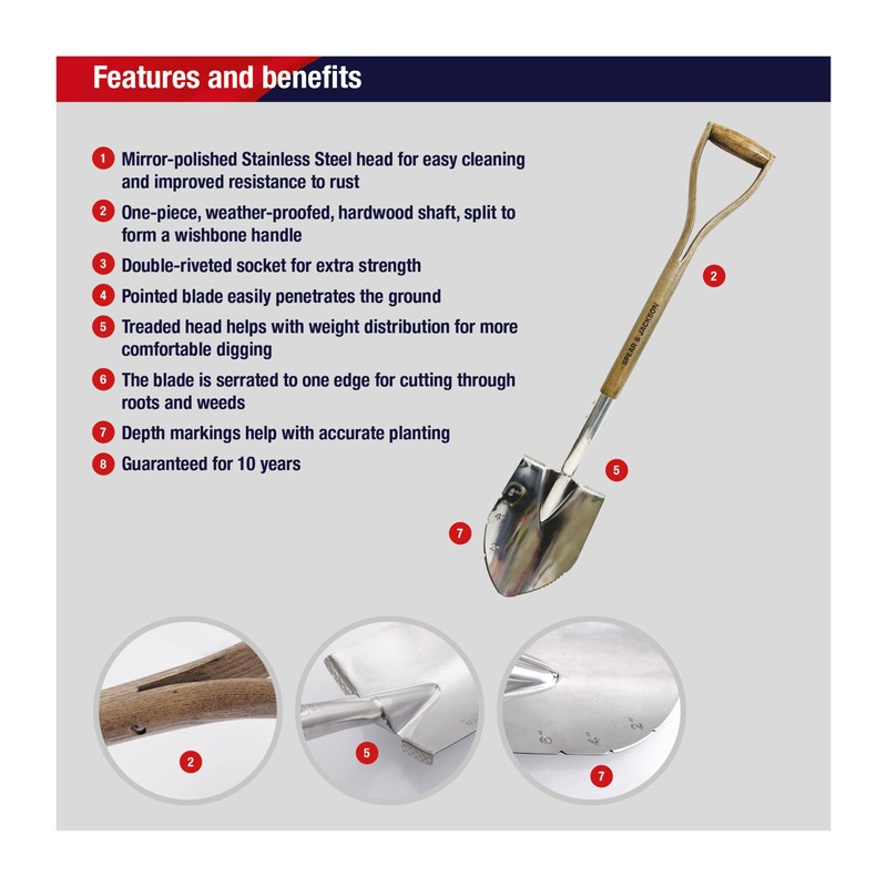 Spear & Jackson Traditional Stainless Steel Planting Spade, Heavy Duty