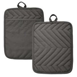 Set of 2 Pot Holders Cotton Non-Slip Pot Coasters Heat Resistant Hanging Washable Pot Holder Set for Cooking and Baking Smoke Grey