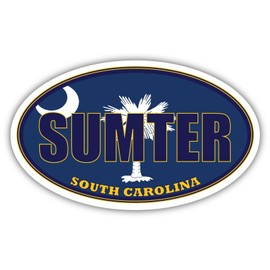Sumter City South Carolina State Flag | SC Flag Sumter County Oval State Colors Reflective Sticker Car Decal 3x5 inches