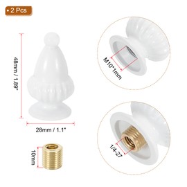 PATIKIL 28mm Lamp Shade Finial, 2 Pcs Lamp Finials Caps Knob M10x1mm Threaded Base Aluminum Solid Lamp Finial Decoration for Lamp Shade Table Floor Lamps, White