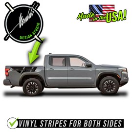 BENINI DESIGN STUDIO 2022 2023 2024 Blackout Pro4x Bedside Side Racing Stripe Vinyl Decal Black Blackout Compatible with Nissan Frontier 2022 2023 2024 2025 (Silver)