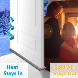 Avvrel Under Door Draught Excluder, Double Sided Door Draft Excluder, 96cm Cutable Door Seal Flexible Door Draft Stopper, Windproof Soundproof Reduce Noise Draught Excluder for Door Bottom (Grey)