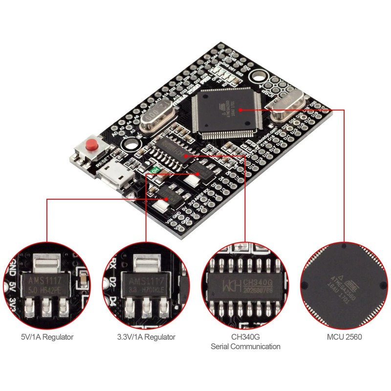 Arduino Mega 2560 Pro Mini Board with CH340, ATMEGA2560-16AU, Male