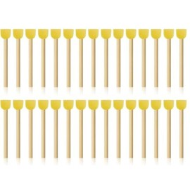 Round Painting Sponge Brush, 30Pcs Yellow Round Sponges Brushes Wooden Handle Round Foam Brushes,Round Wooden Handle Sponge Foam Brush Yellow Sponge Brush,Round Foam Brush Sponge Brushes for Painting
