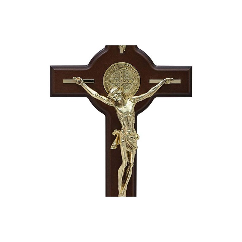 Jorvina Cristo/Cruz Grande de San Benito para Colgar Dorada