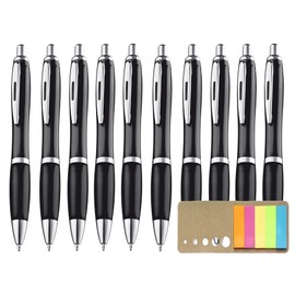 Libetui Pack of 10 Ergonomic Ballpoint Pens Blue Writing Non-Slip Grip Zone Ballpoint Pen Large Capacity Black for Office School Home