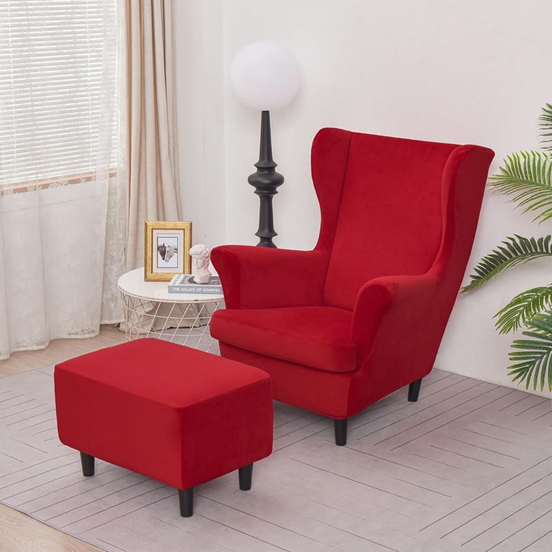 PENDEJATO Wing Chair Slipcovers, 2 Piece Stretch Wingback Chair Cover