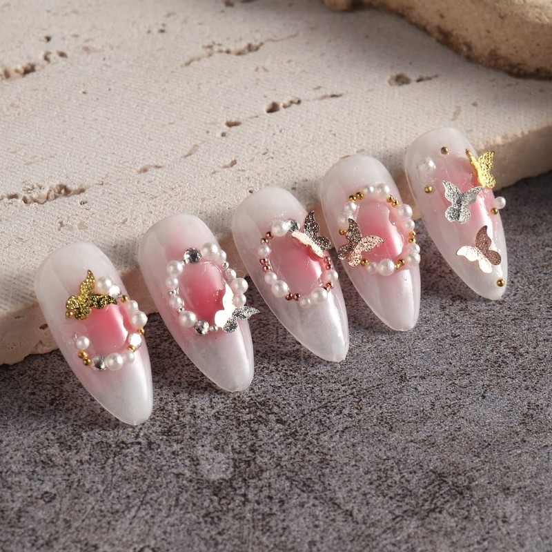 1 box rose gold silver butterfly nail decoration parts nail