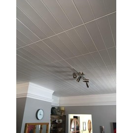 À LA MAISON CEILINGS R104 Bead Board Foam Glue-up Ceiling Tile (21.6 sq. ft./Case), Pack of 8, Plain White