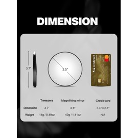 Macaki 10X&40X Magnifying Mirrors with Suction Cups and 2 Tweezers Set, 3.5 inches Magnified Makeup Mirror, Black, 2PCS