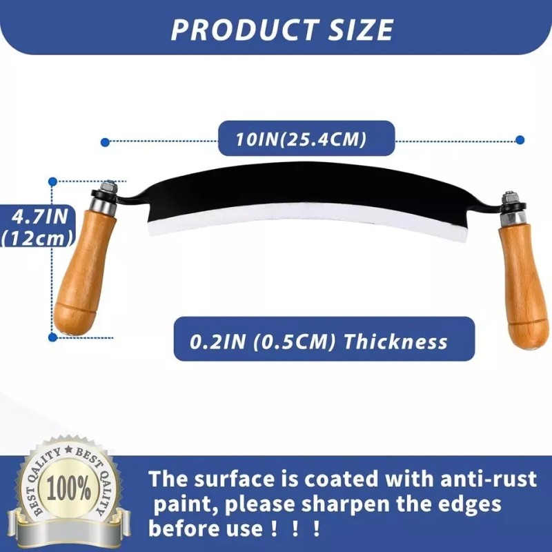 No Brand 10 in Draw Knife,Felled Draw Shave Knife, Curved