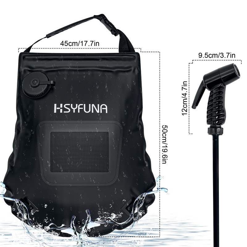 HSYFUNA Camping Shower, 5 Gallons/20 L with Temperature Display, Solar