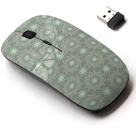 2.4G Wireless Mouse with Cute Pattern Design for All Laptops and Desktops with Nano Receiver - Olive Green Floral