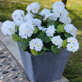Fake Outdoor Flowers, 4 Pcs Artificial Flowers For Outdoors, White Artificial Geraniums Plastic Flowers, Fake Plant For Outside, Silk Faux Flowers For Outdoor Planters UV Resistant For Front Porch