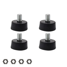 PARFCO Rubber Feet M10, Pack of 4 Rubber Buffer Screw Feet, M10 x 35 mm Rubber Cushion Screw Feet, Rubber Feet, for Tables, Chairs, Cabinets, Machines and Appliances