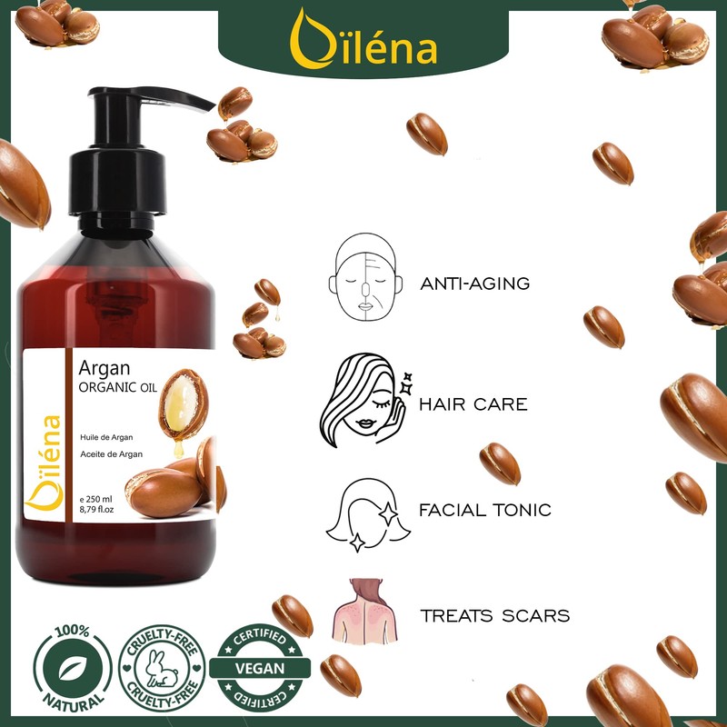 Organic 100% Pure Argan Oil - Face, Hair, Body Nails