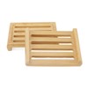 JAPCHET 6 Pack Rectangle Bamboo Soap Dish, Natural Wooden Bamboo