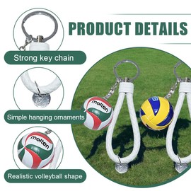 Pack of 2 Volleyball Braided Leather Key Fob, Unisex Key Holder, Key Ring, High-Quality Braided Leather Key Fob, Leather Car Key Fob for Car, Motorcycle and Home, White