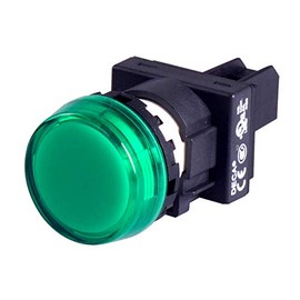 A20P-1BEQHG, 22mm LED Pilot lamp, Flush Type with Marking Plate, 110V AC/DC, Green Lens