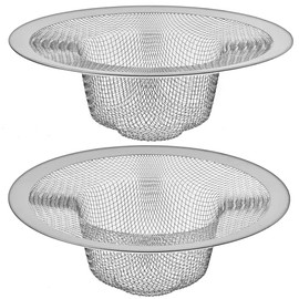 2 Pack - 4.5" Top / 3" Mesh Basket - Kitchen Sink Drain Strainer Stainless Steel Large Food Catcher. Fast Flow and Effective Full Mesh Basket