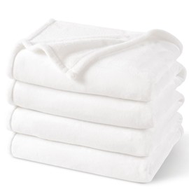 PHF Ultra Soft Fleece Blanket Single Size 130x150cm, No Shed No Pilling Luxury Plush Cozy Flannel 280GSM Lightweight Throw Blanket for Bed, Couch, Chair, Sofa Suitable for All Season, White