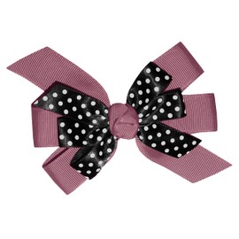WD2U Girls 4.5" Black Dotted Grosgrain Boutique Hair Bow French Clip Barrette (Mauve Pink)