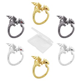 Zernblend Pack of 6 Crochet Rings, Crochet Tension Ring for Fingers, Adjustable Crochet Ring with Flying Dragon, Knitting Ring, Crochet Ring, Thimble, Knitting Accessories