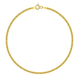 Planetys - Bismarck Anklet Diamond-Coated Silver 925/1000 Gold-Plated 18 Carat Yellow Gold Width 1.8 mm, Sterling silver, yellow gold, silver