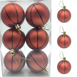 Lmlliang Basketball Ornament - 6Pcs Xmas Balls Sports Theme Basdetball Christmas Themed Tree Party Decoration 6cm Red