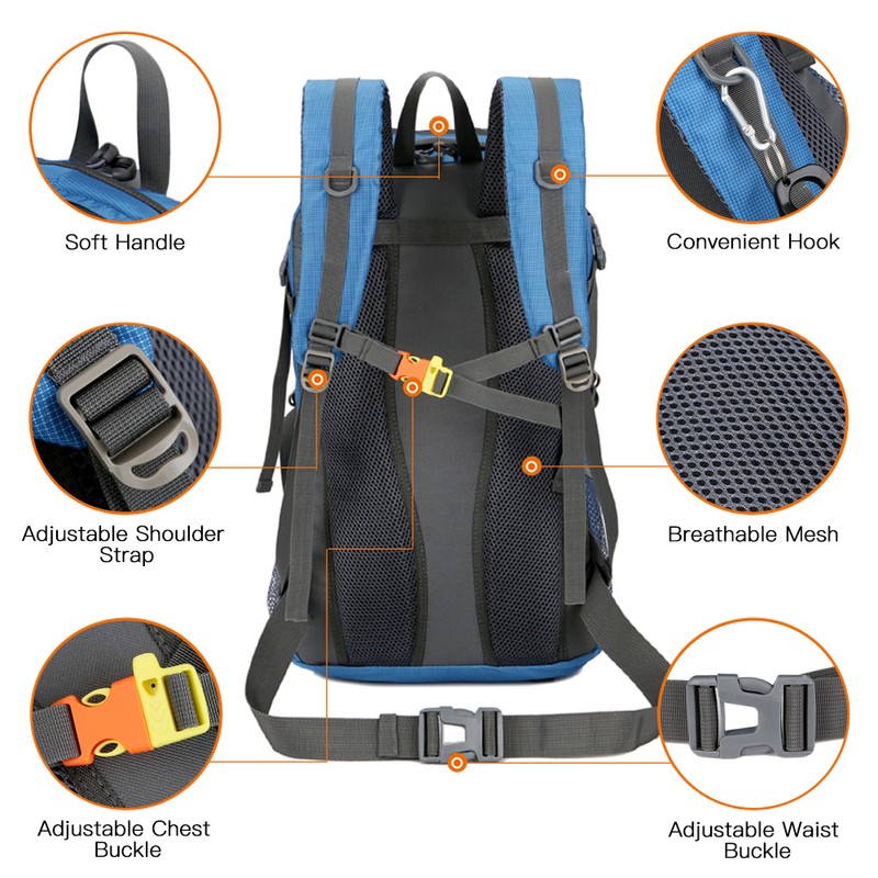 45L Camping Hiking Backpack Large Capacity Mountaineering Pack Waterproof Travel