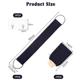 KASURE Exfoliating Back Scrubber for Shower & Bath Towel, Double-Side Use Exfoliate Washcloth Bath Tool, 37 Inches Back Washer with Handles, Shower Back Scrubber （2* Invisible Hook Included）
