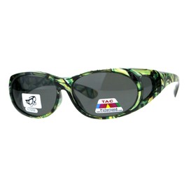 Polarized Lens Fit Over Glasses Sunglasses Womens Oval Frame Color Green Print