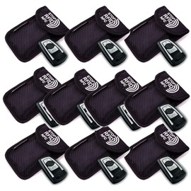 MakakaOnTheRun Car Key Case - Keyless Go Protection Car Key Case with 2 RFID Protection Compartments Car Key Protection Keyless / Car Key Bag for All Cars from EU, Asia & America, Black Ten Pack