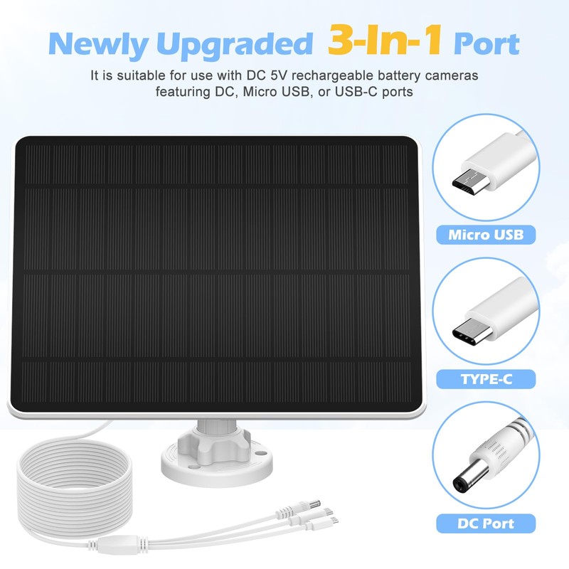 Solar Panel for Security Camera, Camera Solar Panel Suitable for