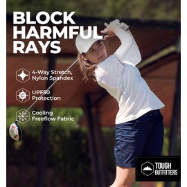 UV Protection Cooling Arm Sleeves - UPF 50 Long Sun Sleeves for Men & Women. Perfect for Cycling, Driving, Running, Basketball, Football & Outdoor Activities. Performance Stretch & Moisture Wicking | Tough Outdoors