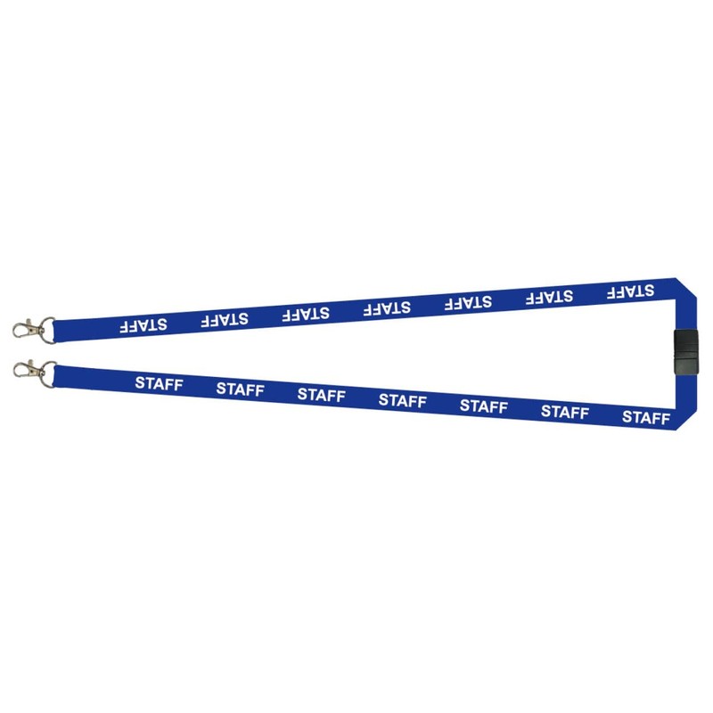 Customcard ltd Blue STAFF lanyards,OPEN END, 2 trigger clips,single safety