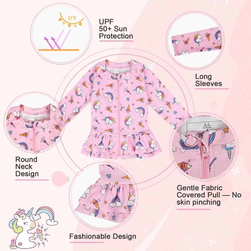 MOEMOE BABY Bade-Set, Zweiteilig Badeanzug Baby Mädchen, UV-Schutz Rash-Guard-Set, Badebekleidung