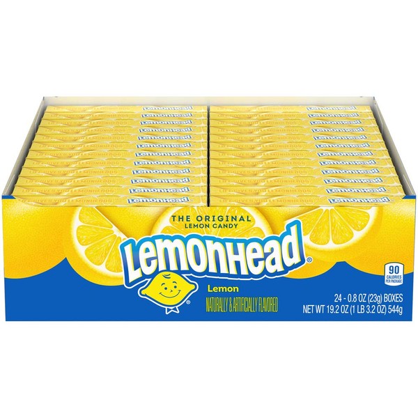 Lemonhead Lemon Candy, 0.8 Ounce Treat-Size Boxes (Pack of 24)