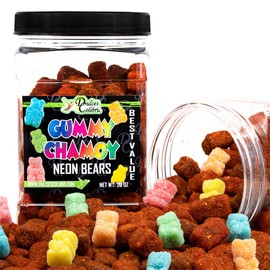 Dulces Colibri - GUMMY CHAMOY Neon Bears | Best Value Jar | Dry Chamoy Coated Gummies | Mess Free | Handmade to Order | Long Lasting Flavor | 20oz Jar | Mix & Match Eligible