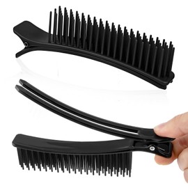 2 Pcs Hair Sectioning Clips, Hair Clips for Styling Sectioning Professional Sectioning Grip Hair Clips Comb Hair Styling Accessories for Salon Home Hair Cutting Coloring (Black)