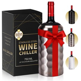 Premium Wine Chiller - 750ml Stainless Steel Bottle Cooler, Double-Walled & Vacuum Insulated - Keeps Wine Cold for 6+ Hours - Perfect Gift for Wine Lovers - Fits Most Champagne Bottles