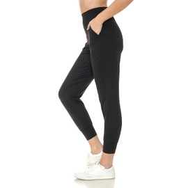 Leggings Depot Women's Active Jogger Sweatpants with Pockets, Black, Medium
