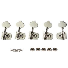 KAISH Cloverleaf 5 String Bass Tuners Bass Tuning Machines 5 String Bass Tuning Keys for Standard/Highway One Series Jazz Bass J Bass/Precision Bass P Bass Nickel 4 Right/1 Left