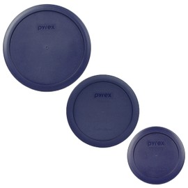 Pyrex 7200-PC 2-Cup, 7201-PC 4-Cup, & 7402-PC 6/7-Cup Blue Food Storage Replacement Lids - Made in USA