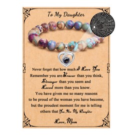JoycuFF To My Daughter Gift From Mom Unique I Love You Bracelet Anniversary Birthday Gifts for Daughters Jewelry for Her